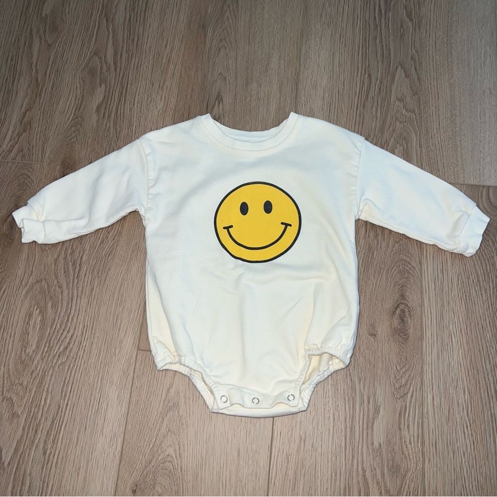 Smiley Face Sweatshirt Bubble Romper